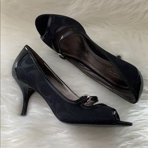 COACH Open-Toe Black Heels SZ 7